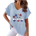 thumbnail image 2 of Itsame 4th of July Outfits for Women Printed Short Top Independence Day Short T-Shirt Sleeve, V-Neck Light Blue, 2 of 4