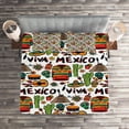 thumbnail image 2 of Ambesonne Mexican Quilted Coverlet 3 Pcs, Cartoon Cactus Salsa, Queen Size, Multicolor, 2 of 2