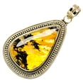 thumbnail image 2 of Plume Agate Pendant 2" (925 Sterling Silver)  - Handmade Boho Vintage Jewelry PD27702, 2 of 2
