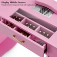 thumbnail image 6 of Paddie Manicure Table, Nail Table Station Glass Top Nail Desk Acetone Resistant w/Dust Collector, Storage Drawers & Open Shelves, Nail Beauty Workstation for Nail Tech w/Wrist Cushion(Pink), 6 of 9
