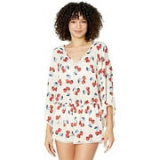 Kate Spade New York Cherry Toss Kimono Sleeve Cover-Up Romper White LG