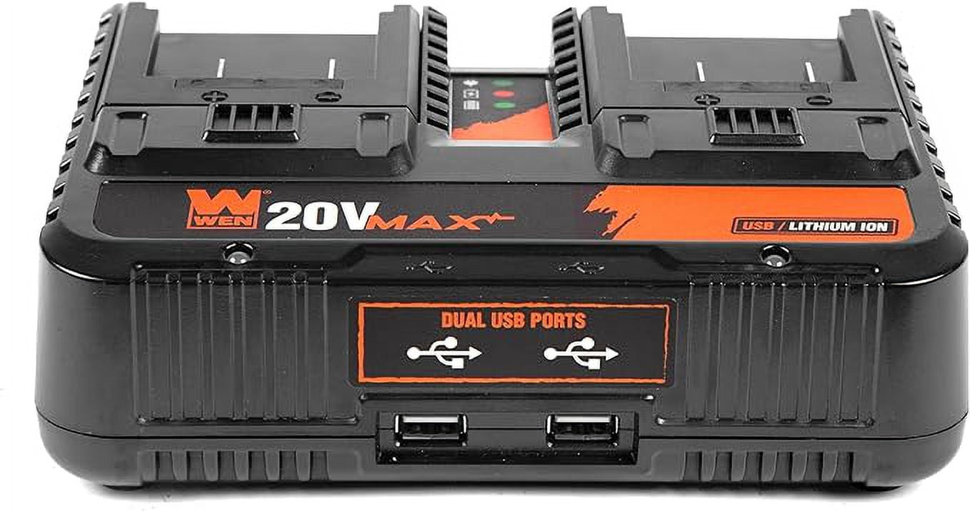 WEN 20V Max 2.3-Amp Dual Port Lithium-Ion Battery Charger with USB Ports