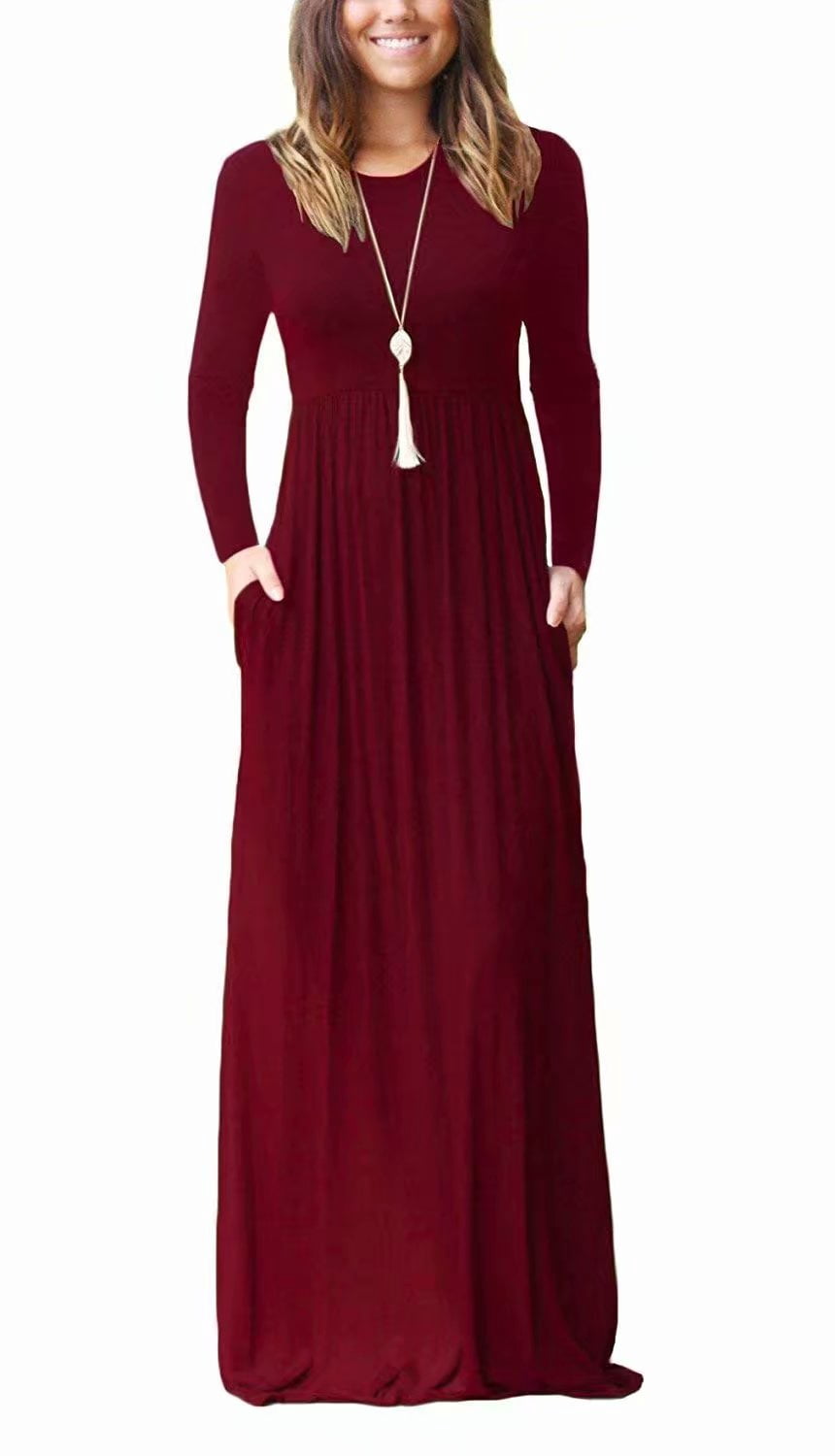 Loose Plain Maxi Dresses Casual 