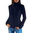 thumbnail image 1 of Womens Sweaters Trendy Slim Fit Solid Color Pullover Turtleneck Long Sleeve Knit Fall Fashion, 1 of 5