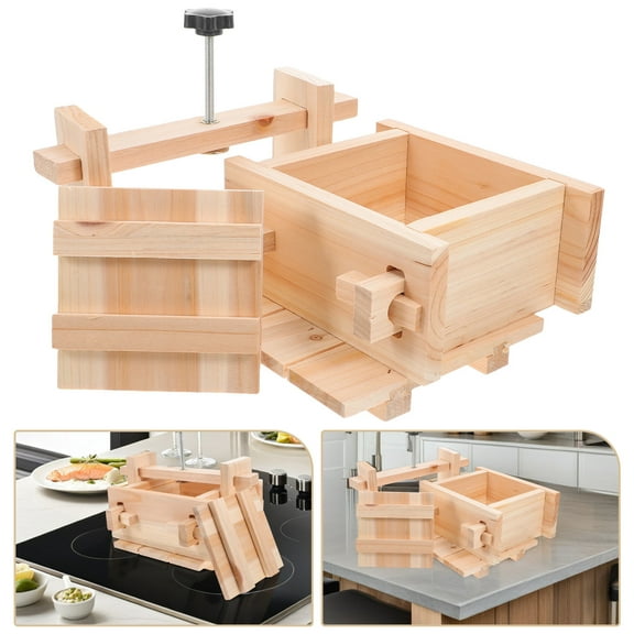 COMPUKAS Wooden Tofu Maker Kit for Home Use with Press Mold and Multi Functional Design