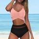thumbnail image 5 of MKLEKYY Trajes De Baños Women Mesh High Waisted Bikini Sexy Push Up Two Piece Swimsuits Vintage Swimsuit Two Piece Retro Ruched High Waist Print Bikini Set, 5 of 6