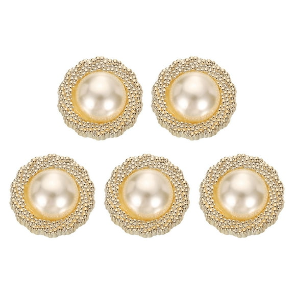 Uxcell 5pcs 48L Gold Faux Pearl Buttons 30mm 1-1/4" Plastic Round Sewing Button Replacement Craft Fastener for Coats Clothing DIY Decoration Crafts #4