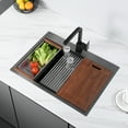 thumbnail image 1 of 27" X 22" Drop in Workstation,  Stainless Steel Kitchen Sink, Drop in Sink, Topmount Single Bowl Sinkwith All Sink Accessories, Gunmetal Black, 1 of 6