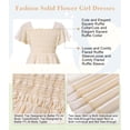 thumbnail image 6 of Aridak Girls Chiffon Dress Flutter Ruffle Short Sleeve Kids Square Neck Frocks Beige 6-13Y, 6 of 7