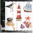 thumbnail image 4 of Ambesonne Nautical Shower Curtain, Lighthouse Seagull, 69"Wx84"L, Multicolor, 4 of 5