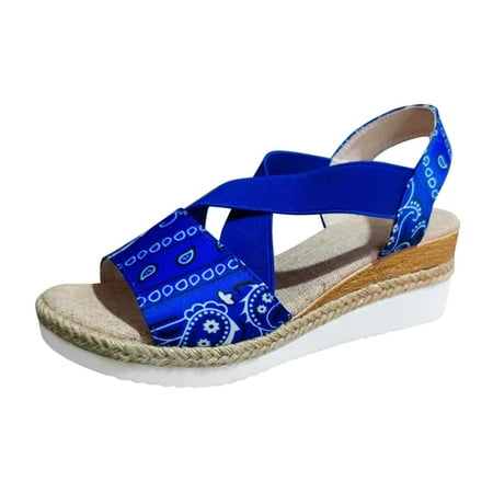

ZHAGHMIN Flat Wedge Sandals Ladies Fashion Cashew Flower Fabric Elastic Wedge Wedge Platform Fish Mouth Sandals Jelly Sandals For Women Size 11 Neon Sandals For Women Memory Foam Sandal Slippers For