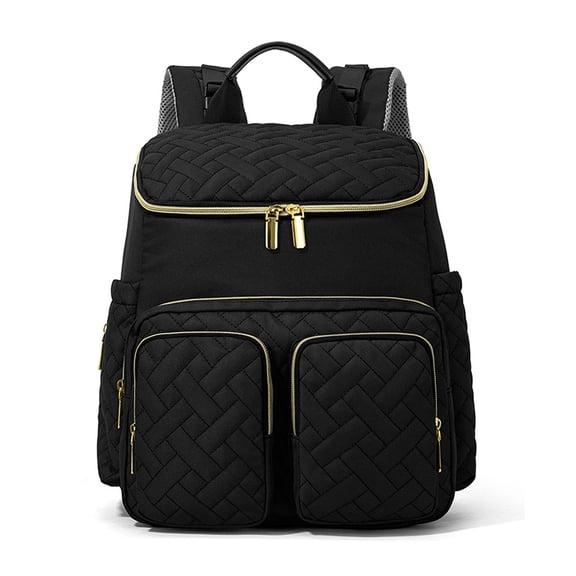 Diaper Backpack,Mummy Bag HopePow Large Capacity Baby Bag Travel Backpack with Zipper Wipe Pocket 4 Insulated Milk Bottle Pockets Stroller Straps,Baby Shower Gifts Diaper Bag Backpack for Women,Black