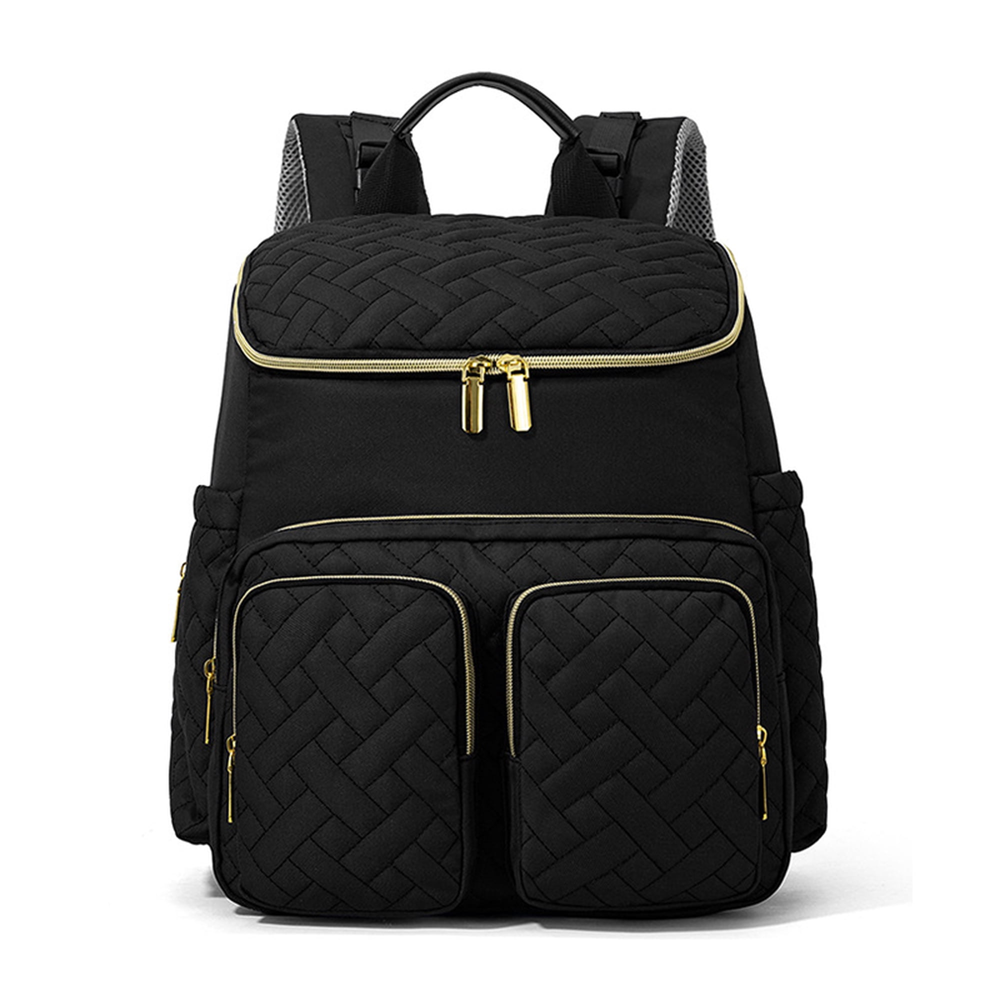 Diaper Backpack,Mummy Bag HopePow Large Capacity Baby Bag Travel Backpack with Zipper Wipe Pocket 4 Insulated Milk Bottle Pockets Stroller Straps,Baby Shower Gifts Diaper Bag Backpack for Women,Black