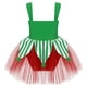thumbnail image 4 of Mono brillante para niñas, disfraz de elfo de Papá Noel, disfraces de Navidad, pompones dentados, patinaje artístico, ballet, falda de tul, vestido, mono, 4 of 5