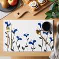 thumbnail image 2 of Blue Flowers Placemats Set of 6, Spring Modern Simple Botanical Floral Plants Placemats for Dining Table, Place Mats for Kitchen Tabletop, Waterproof Wipeable Dining Table Mats Set, 2 of 9