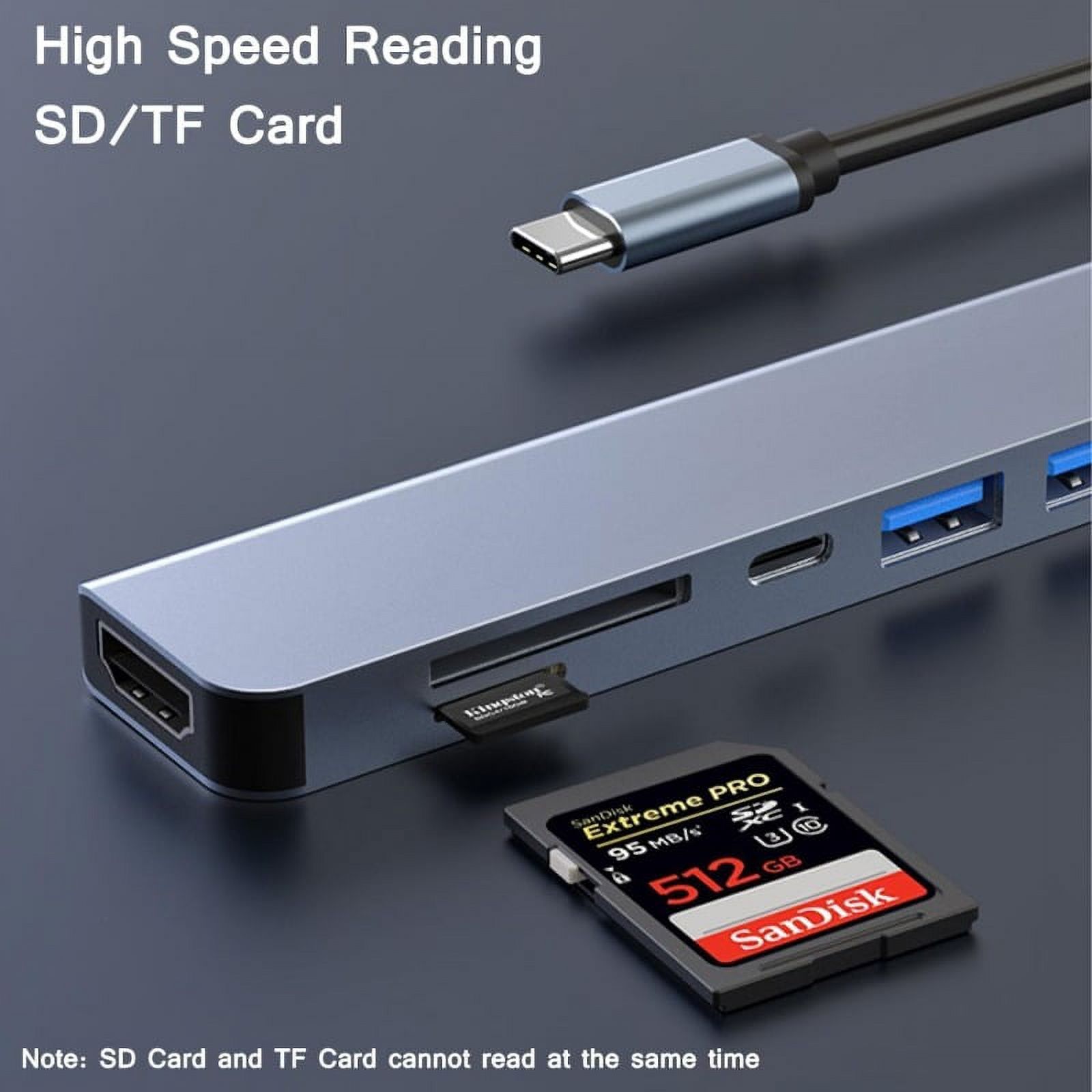 USB C HUB, 7 in 1 USB C Adapter for 4K HD, Dual USB, PD Charging, Data Port Type C, SD/TF Card Reader for MacBook Pro/MacBook Air/iPad Pro/Samsung Galaxy S9 S10/Dell XPS/ChromeBook/HP Laptop ​