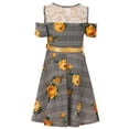 thumbnail image 3 of Little Girls Classy Cold Shoulder Lace Floral Checker Birthday Party Flower Girl Dress Yellow 6 (2J1K3S0), 3 of 5