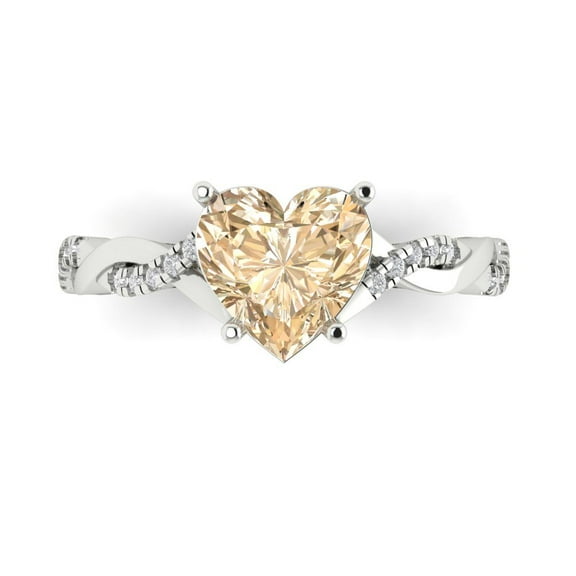 Solitaire with Accents Engagement Ring for Women - 2.1ct Natural Morganite in 14K White Gold Promise Ring