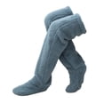 thumbnail image 3 of Calentadores de piernas de felpa, calcetines hasta el muslo, puños para botas, calcetines para botas, medias, accesorios de cosplay, calcetines borros Azul Sunnimix Calentadores de piernas de felpa, 3 of 8