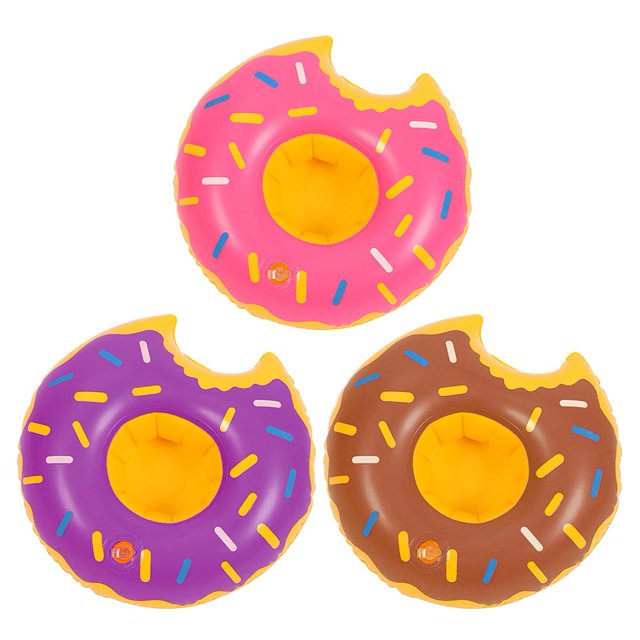 Deportes Acuáticos Portavasos inflable Donut Flotador Fiesta en la piscina Posavasos de agua (Rosa)