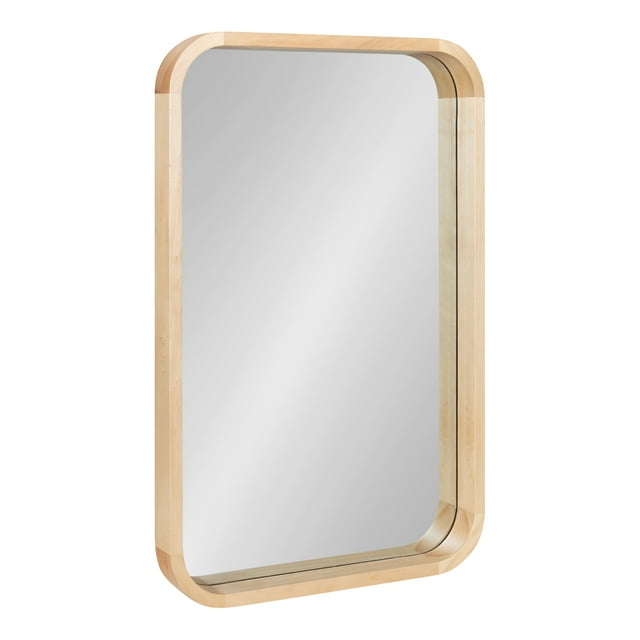 Kate and Laurel Hutton Modern Rounded Rectangle Wall Mirror, 20 x 30, Natural Wood, Decorative Scandinavian Rectangular Wall Decor Accent with Radiused Corners