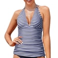 thumbnail image 2 of Women's Tankini Swim TopsWomen's Tankini Top No Bottom V Neck Swim Top Bathing Suit Top Female Womens Bikini & Tankini Tops(Blue,S), 2 of 5