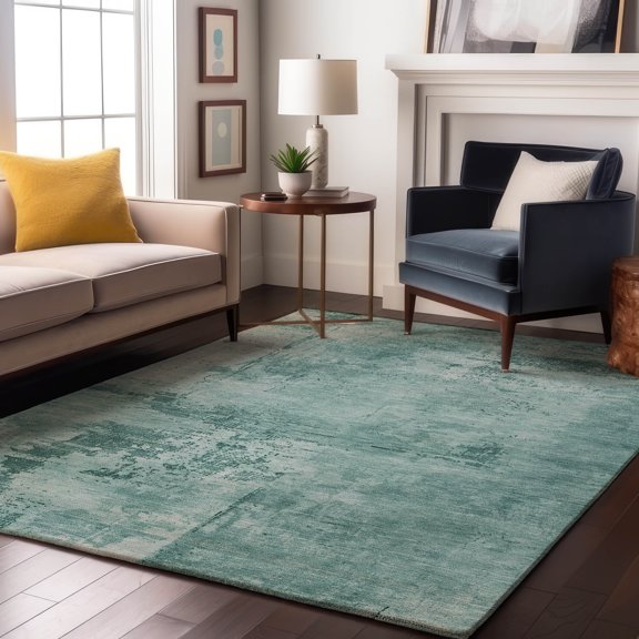 Addison Rugs Mayfield Premium Machine Washable Transitional Abstract Teal Rectangle Rug, 8' x 10'