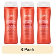 (3 pack) Suave Strawberry Delight Exfoliating Body Wash & Scrub with Glycerin & Vitamin E, Sulfate-Free Hydrating Cleanser for Soft, Smooth Skin, 18 fl oz