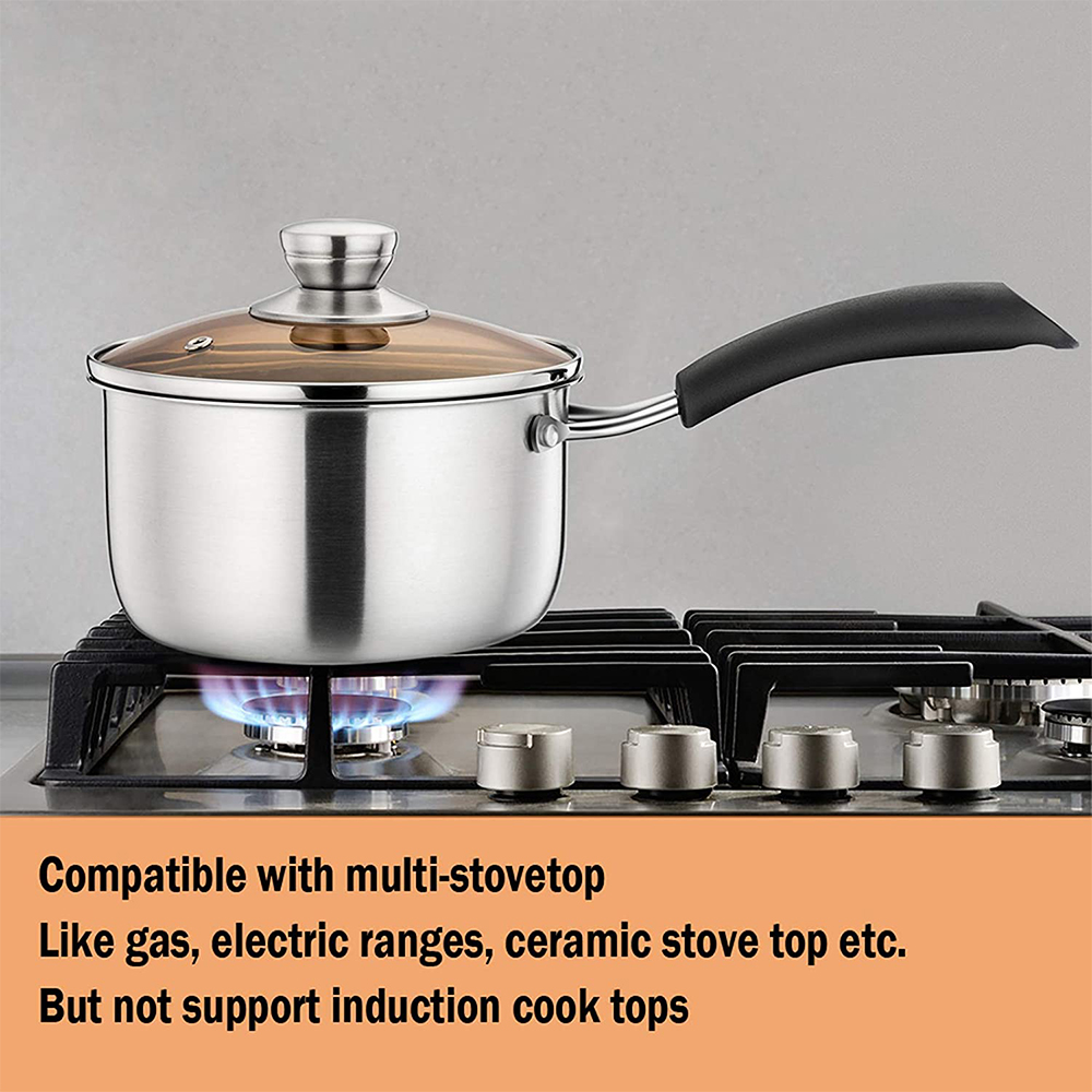 Vesteel 2-Quart Stainless Steel Saucepan with Glass Lid photo 6