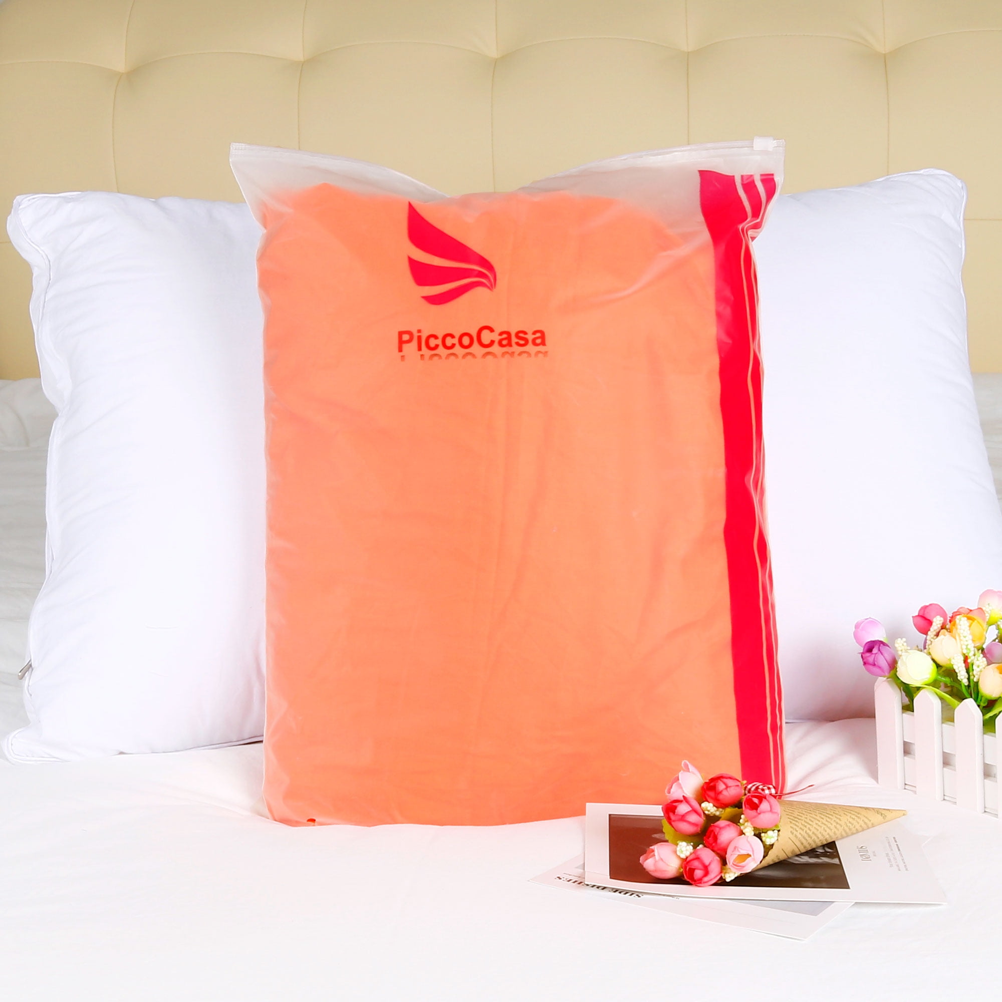 Unique Bargains 15" Deep Pocket Cotton Solid Fitted Sheet Orange Queen