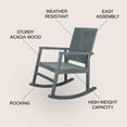 thumbnail image 4 of Ned Modern Chevron-Back 300-Lbs Support Acacia Wood Patio Outdoor Rocking Chair, Gray, 4 of 8