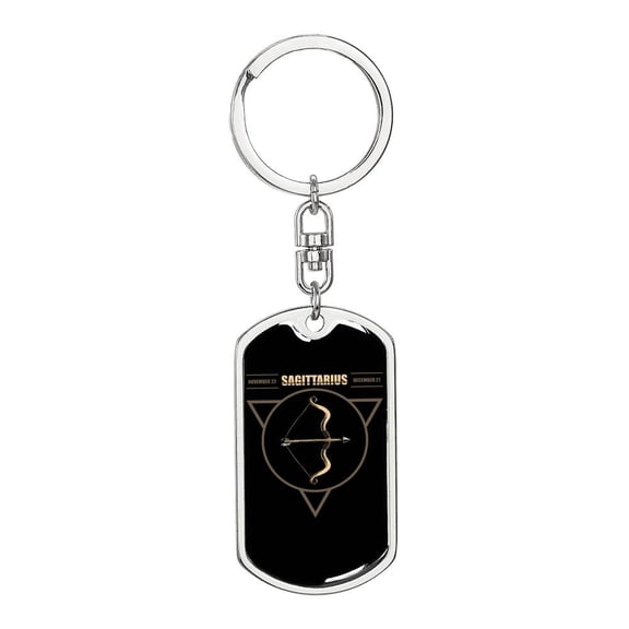 Sagittarius Stainless Steel or 18k Gold Premium Swivel Dog Tag Keychain