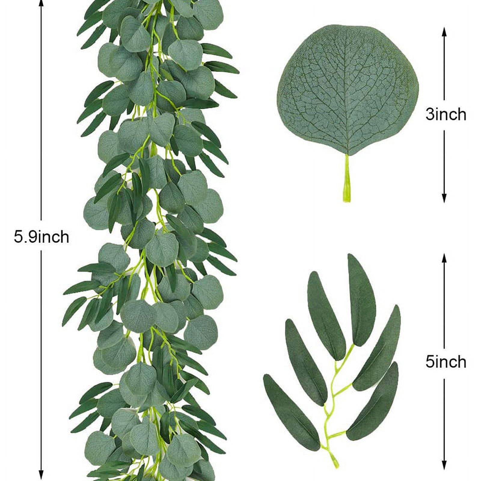 5-Pack 6.5 Feet Artificial Eucalyptus with Willow Garland Fake Vine Plant with Leaves Faux Silver Dollar Greenery