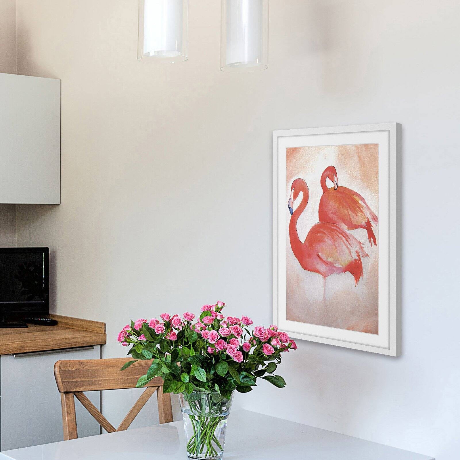 Marmont Hill "Flamingos" by Christine Lindstrom Framed Painting Print
