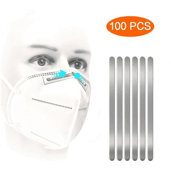 200PCS Metal Nose Bridge Strips with Adhesive Backing for Mask, Aluminum Strip Nose Bridge Wire, 90mm Adhesive Piece Wire for Face Mask DIY Sewing Making Accessories Handmade Crafting (100)