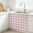 thumbnail image 3 of Pink Checkered Cabinet Curtains 28"W x 35"L, Farmhouse Buffalo Plaid Under Sink Skirt for Bathroom Vanity Kitchen Self Adhesive, Dust-Proof Privacy Curtain for Closet Shelves Laundry Room, 3 of 9