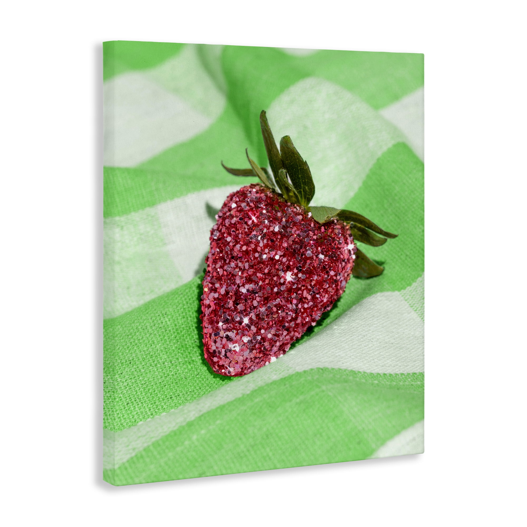 Stupell Industries Glimmer Strawberry on Green Canvas Wall Art, design by LISH Creative