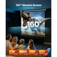 thumbnail image 2 of KFFKFF Manual Pull-Down Projector Screen, 120-Inch 1:1 Ratio, 4K and 1080 HD Compatible, Wall-Mounted Retractable Screen with Pull Cord, Portable Display for Home, Office, or Theater Use, 2 of 9