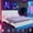 Queen Size + White, variant on Luckynote Full Size Bed Frame with LED Lights, Upholstered Bed Frame with Charging Station, Platform Bed with Diamond Headboard, Wooden Slats, No Box Spring Needed, Noise Free, Easy Assembly, Black