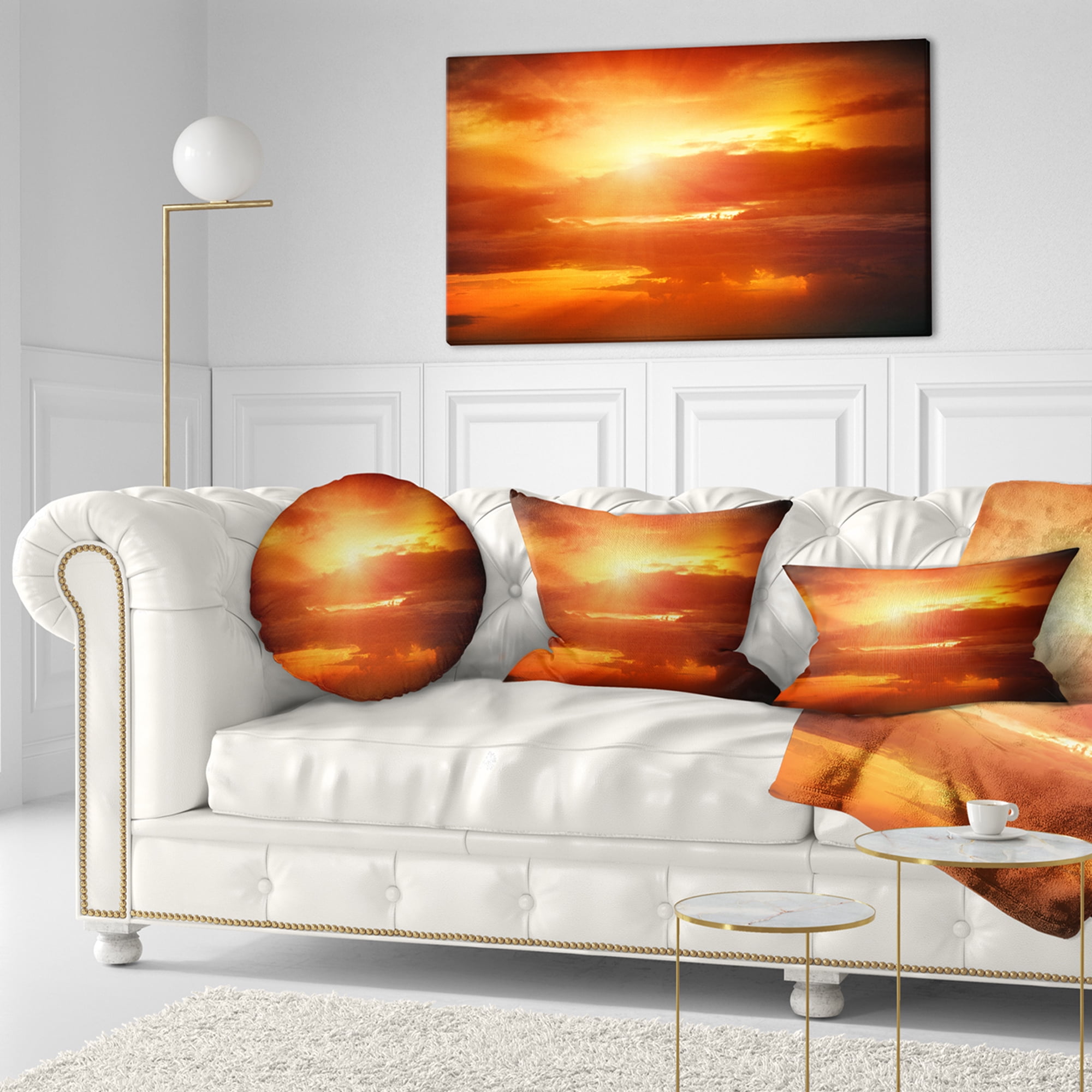Designart 12" x 20" Red Polyester Throw Pillow