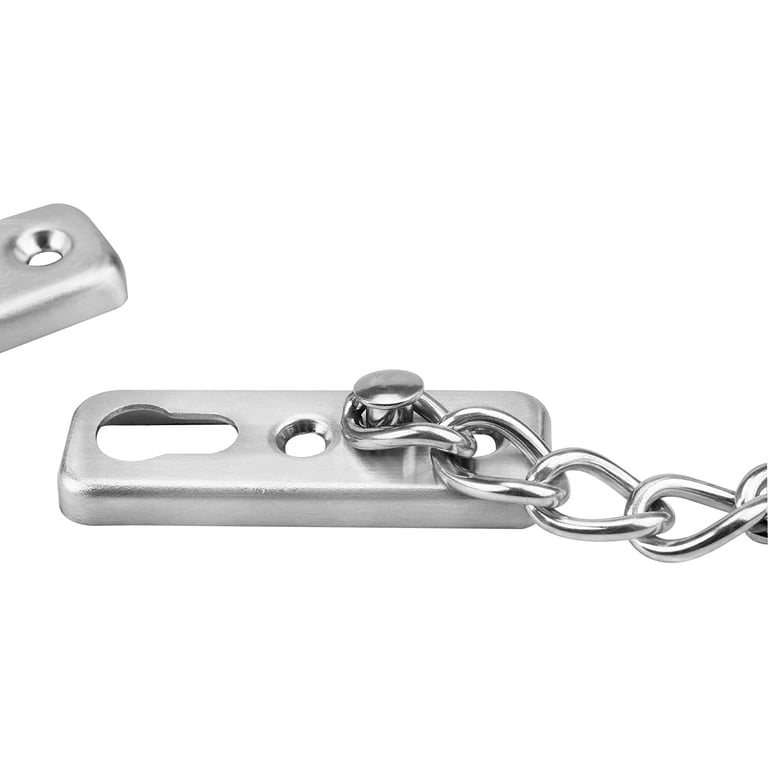 KINJOEK 2-Pack Door Chain Lock – Stainless Steel Security Guard With Spring Anti-Theft Press Lock, 7.7" Chain, Silver