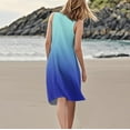 thumbnail image 5 of Women's Ombre Print Sleeveless Tank Dress Loose Fit Beach Dress with Contrast Binding and Side Pockets for Summer Festivals,Royal Blue XL, 5 of 5