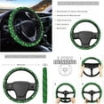 thumbnail image 3 of Yuyamidu St. Patrick's Day Car Seat Covers Full Set of 14 Green Leaf Steering Wheel Cover Safe Belt Pads Handbrake Cover Set Coasters Trash Can Rear View Mirror Cover Car Center Console Cover, 3 of 7