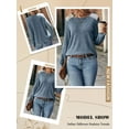 thumbnail image 7 of Nlife Women Lace Patchwork Crew Neck Long Sleeve Ribbed Top, 7 of 7