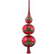 Glitterazzi Holly Berry Finial Polish Glass Christmas Tree Topper 16 Inch New
