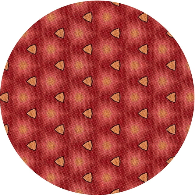 Ahgly Company Tapis Rond Lavable en Machine Intérieur Transitionnel Rouge, 3 Pieds Rond
