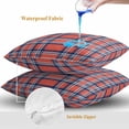 thumbnail image 4 of Throw Pillow Covers 18x18 Inch Set of 2, Orange Blue Waterproof Outdoor Pillow Covers, British Style Buffalo Plaid Lattice Decorative Cushion Pillowcases for Couch, Sofa, Bed, Garden, Patio, 4 of 9