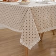 thumbnail image 4 of Daisy Print Cotton-Linen Tablecloth – Small Dots, Rustic Farmhouse Style for Dining Table & Chairs (White chrysanthemum lace,100-140 cm), 4 of 10