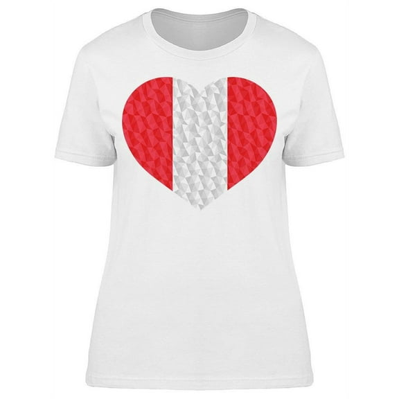 Polygonal Flag Peru Heart T-Shirt Women -Image by Shutterstock, Female x-Large