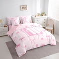 thumbnail image 2 of Erosebridal Letter Monogrammed L Pink Bow Bedding Comforter Set 7 Pieces,Floral Cherry Blossoms Full Bedding Set,Pink Reversible,Luxury Bedroom Decor, 2 of 6